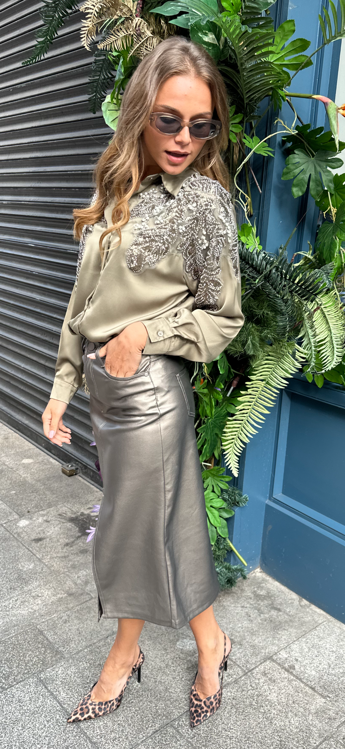 Bronze Midi Skirt