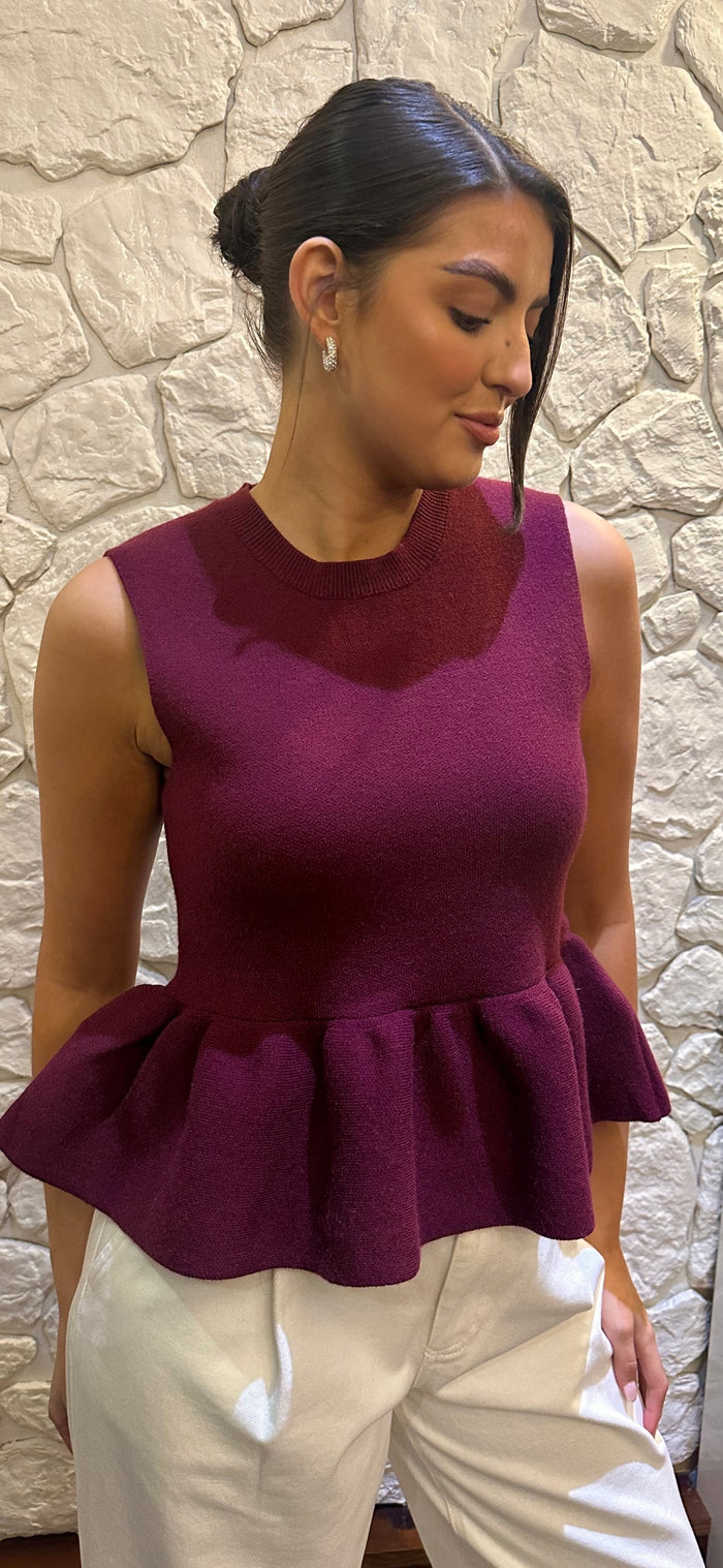 Burgundy Peplum