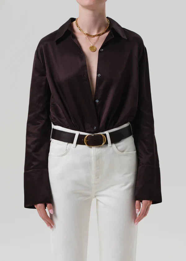 Camilia Shirt - Chocolate Dark Brown