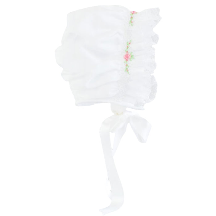 Candice White Handsmocked Bonnet