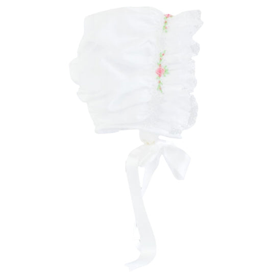 Candice White Handsmocked Bonnet