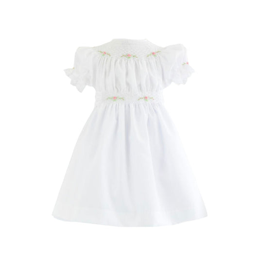 Candice White Handsmocked Dress