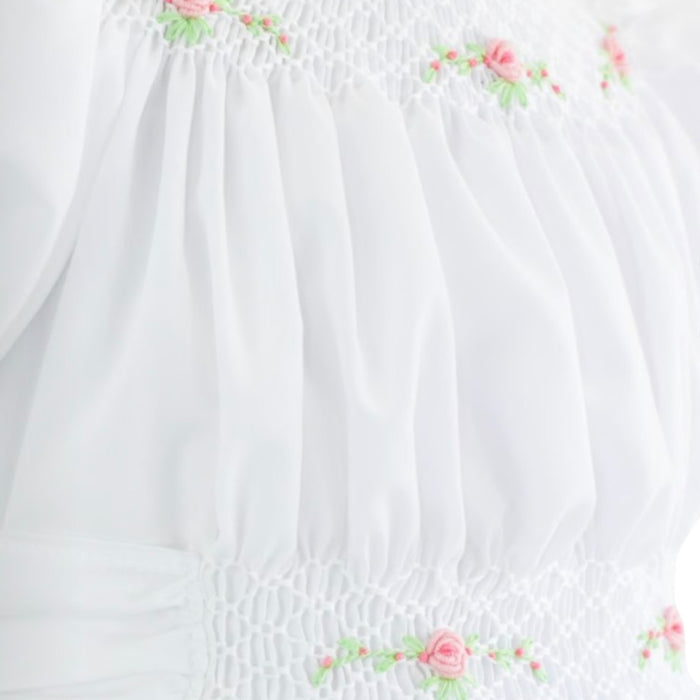 Candice White Handsmocked Dress
