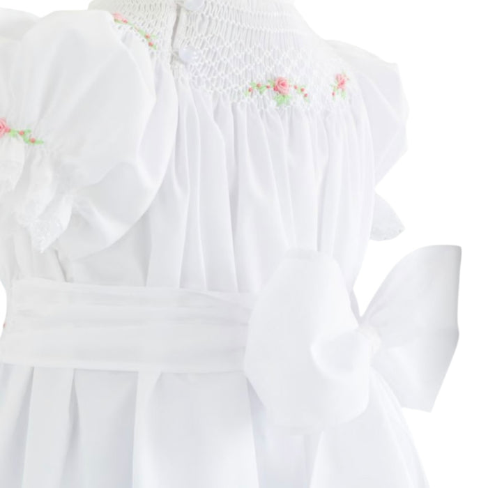 Candice White Handsmocked Dress