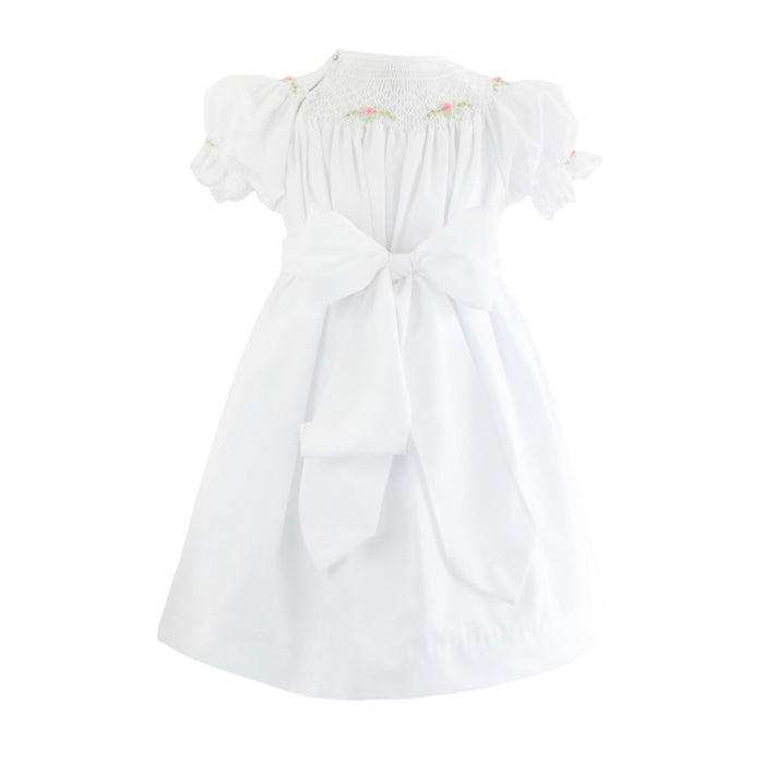 Candice White Handsmocked Dress