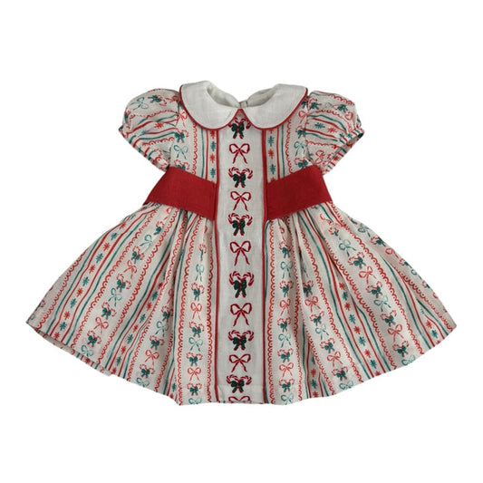 Candy Cane Embroidered Girl Dress