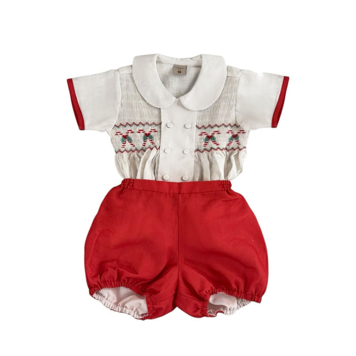 Candy Cane Handsmocked Boy Set