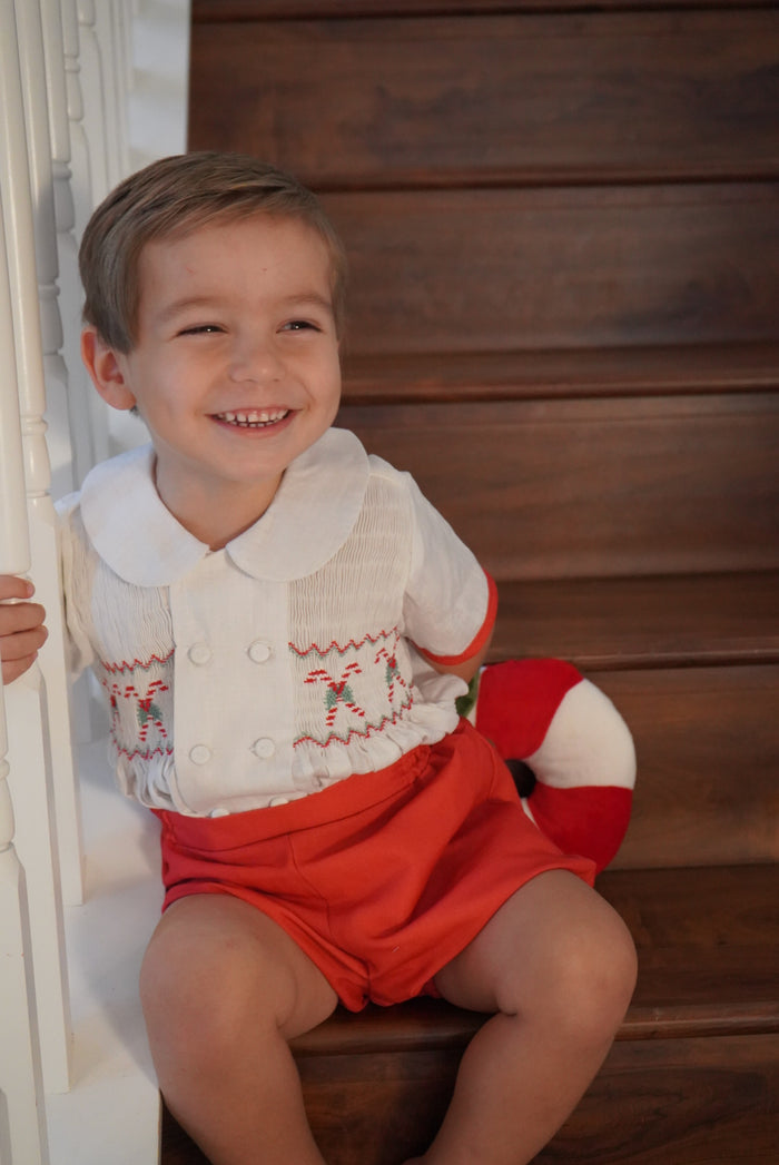 Candy Cane Handsmocked Boy Set