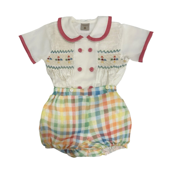 Carl Number Colorful Handsmocked Boy 2-PC set