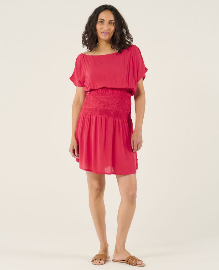 Carmen nursing short smock dress - Raspberry
