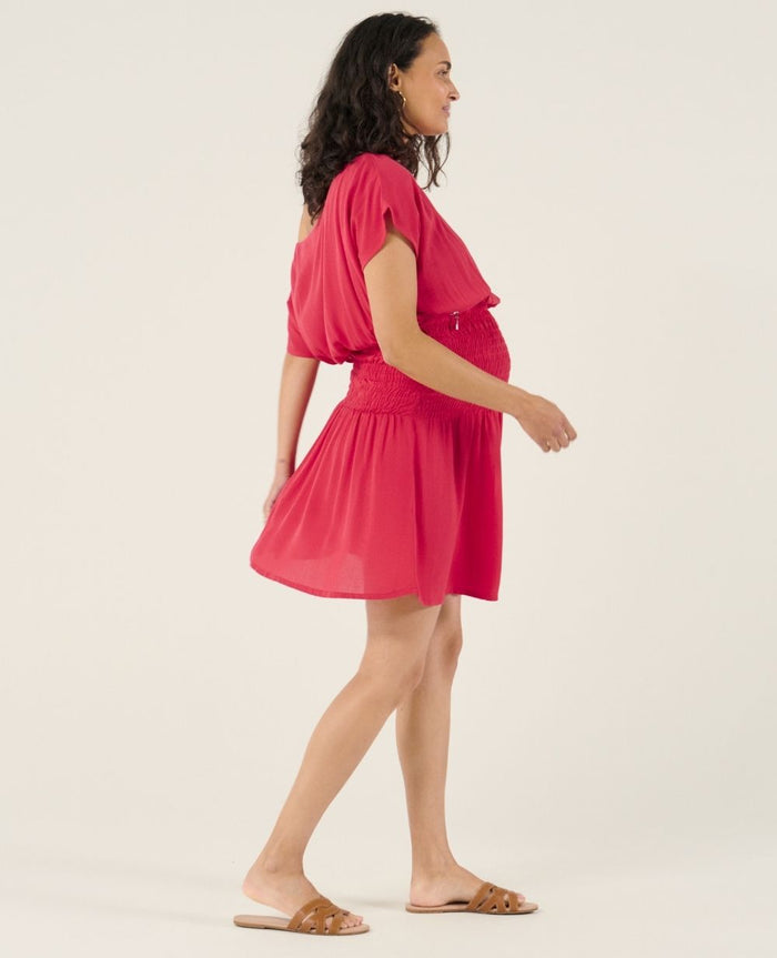 Carmen nursing short smock dress - Raspberry