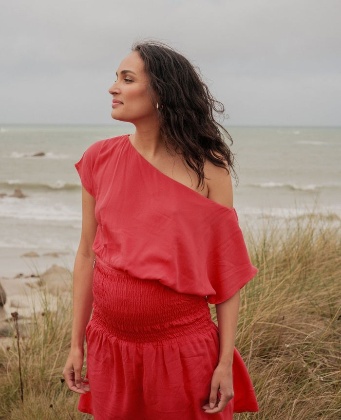 Carmen nursing short smock dress - Raspberry