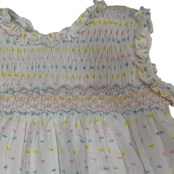 Carolina Colorful Plumetti Swissdot Handsmocked Dress