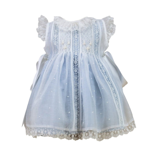 Cassiana Luxe Blue 2-piece Handsmocked Dress