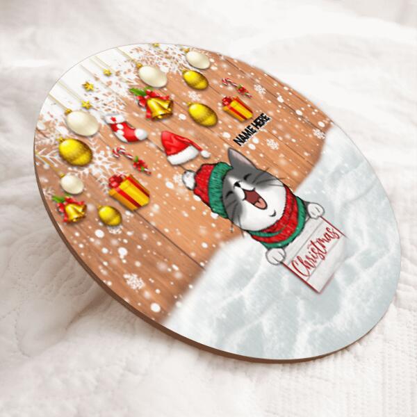 Christmas Door Decorations, Gifts For Cat Lovers, Love Christmas Believe Welcome Door Signs , Cat Mom Gifts