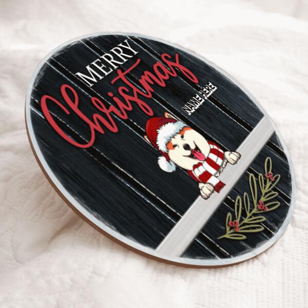 Christmas Door Decorations, Gifts For Dog Lovers, Merry Christmas Black Wooden Welcome Door Signs , Dog Mom Gifts