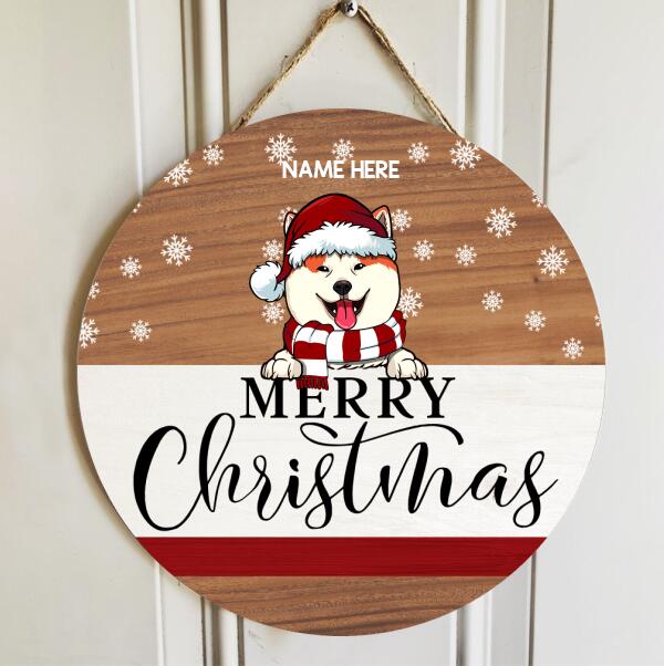 Christmas Door Decorations, Gifts For Dog Lovers, Merry Christmas Pale Wooden Custom Wooden Signs , Dog Mom Gifts