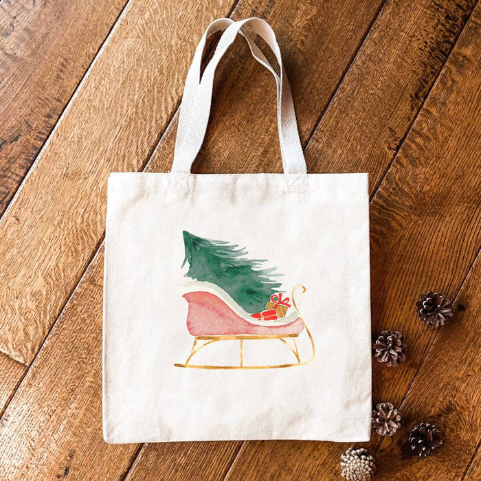 Christmas Sleigh - Customizable Canvas Tote Bag