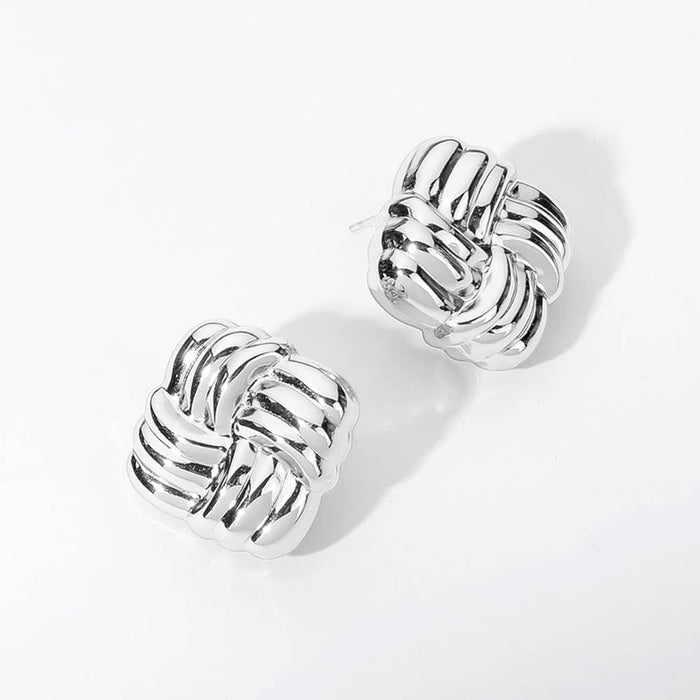 Chunky Geometric Earrings - Silver
