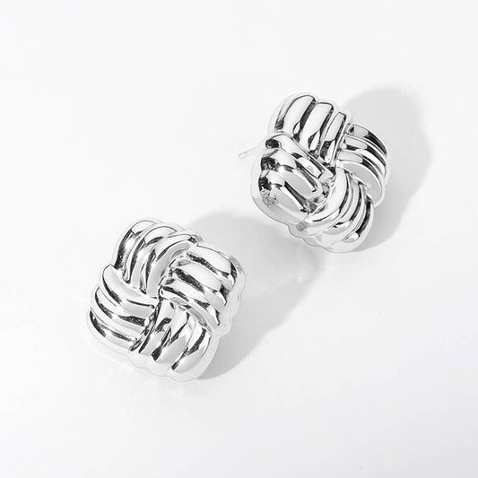 Chunky Geometric Earrings - Silver
