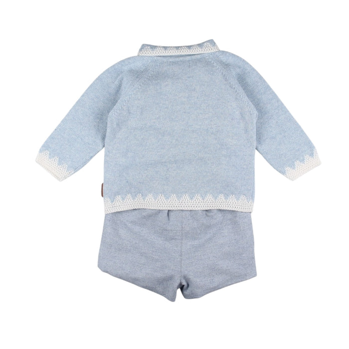 Circus Light Blue Half-Knitted 2-Piece Boy Shorts Set