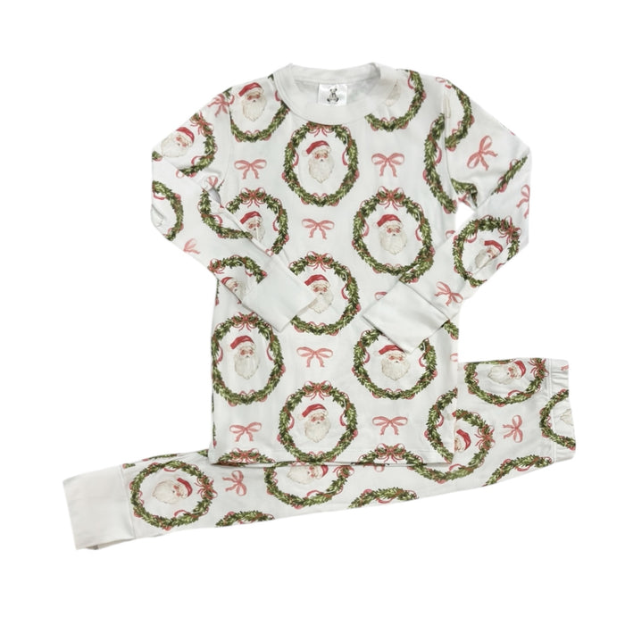 Classic Santa Bow Xmas Girl 2-pc PJ Pajamas