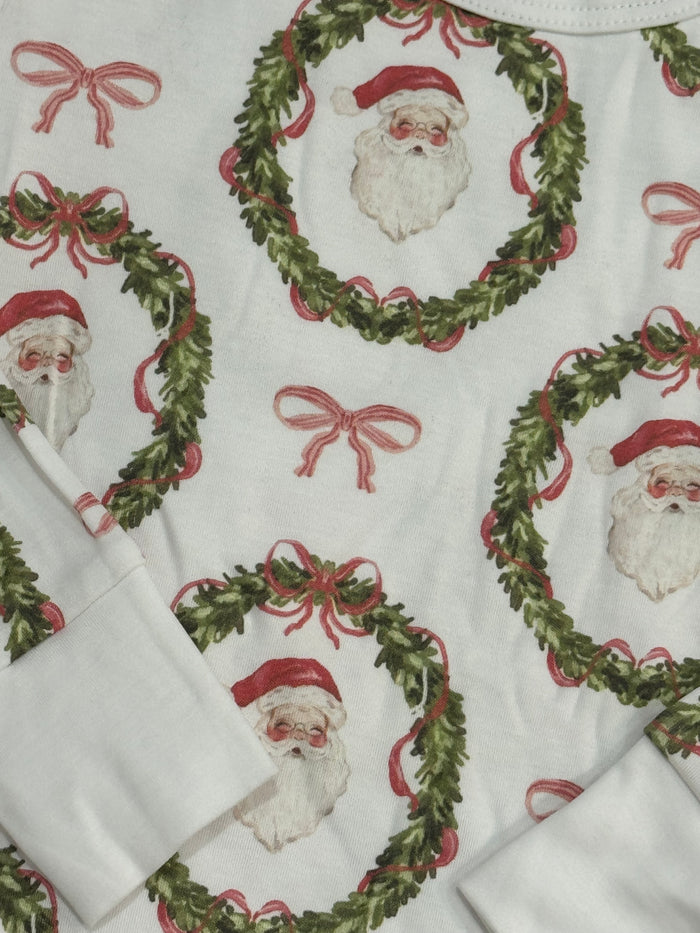 Classic Santa Bow Xmas Girl 2-pc PJ Pajamas