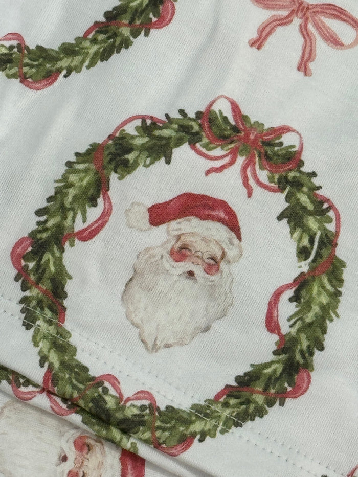 Classic Santa Bow Xmas Girl 2-pc PJ Pajamas