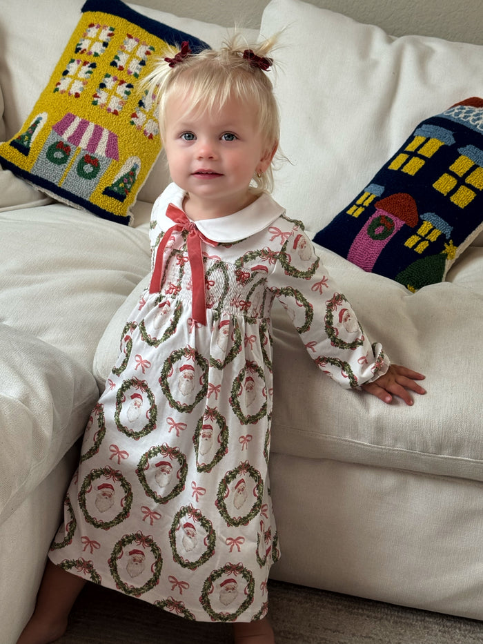 Classic Santa Girl Smocked Gown