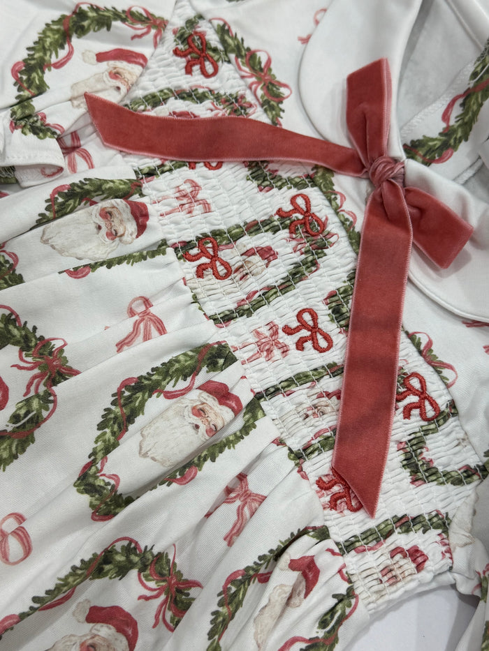 Classic Santa Girl Smocked Gown