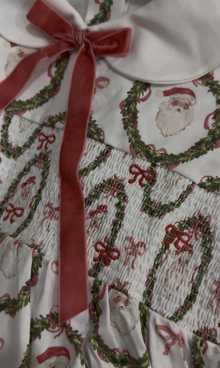 Classic Santa Girl Smocked Gown
