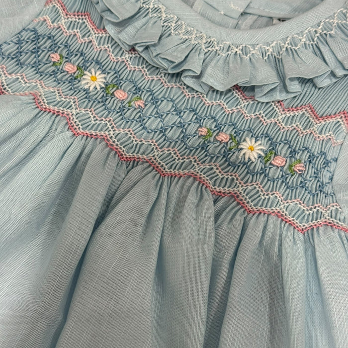 Claudette Light Blue Handsmocked Girl Dress