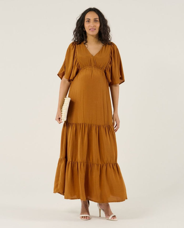 Claudette nursing bohemian maxi dress - Camel