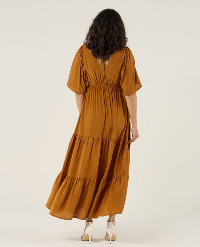 Claudette nursing bohemian maxi dress - Camel