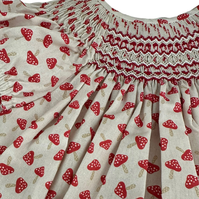 Claudia Handsmocked Mushrooms Red 2-Piece Set
