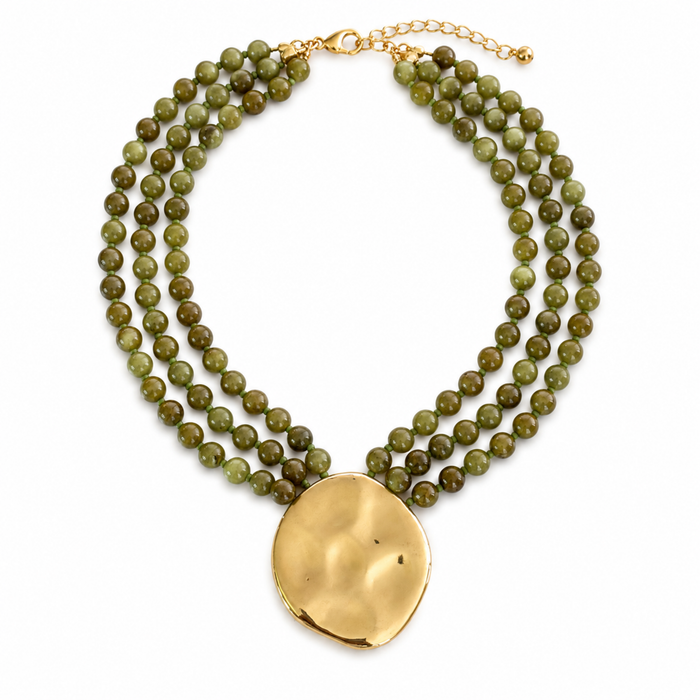 Cleo Beaded Necklace - Olive