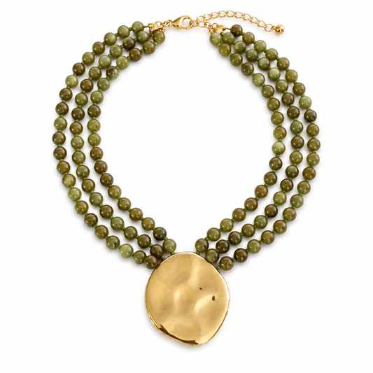 Cleo Beaded Necklace - Olive