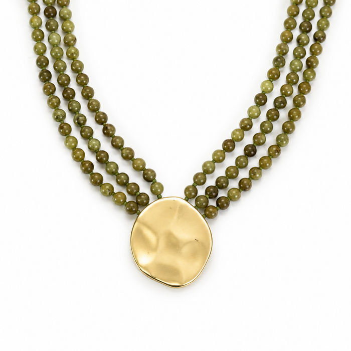 Cleo Beaded Necklace - Olive
