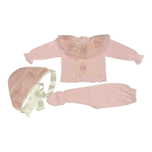 Clotilde Baby Pink 3-Piece Knitted Set