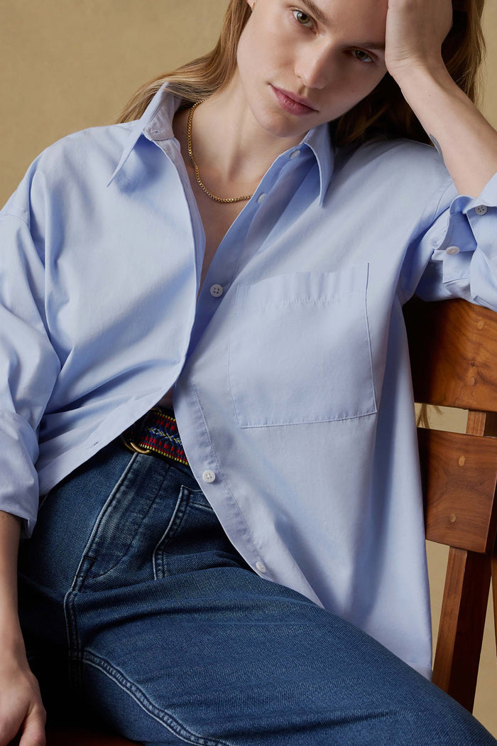 Coastal Poplin Relaxed Shirt - Blue Current
