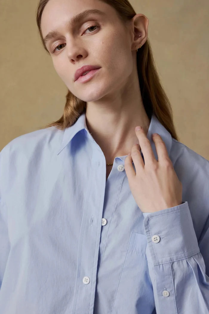 Coastal Poplin Relaxed Shirt - Blue Current