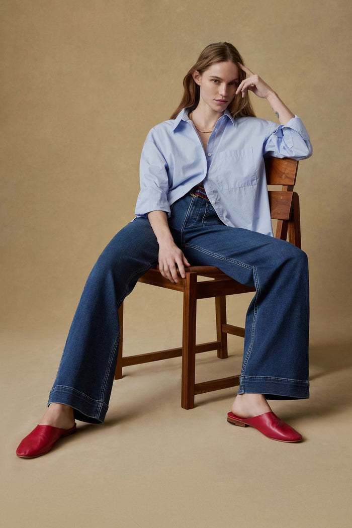Coastal Poplin Relaxed Shirt - Blue Current
