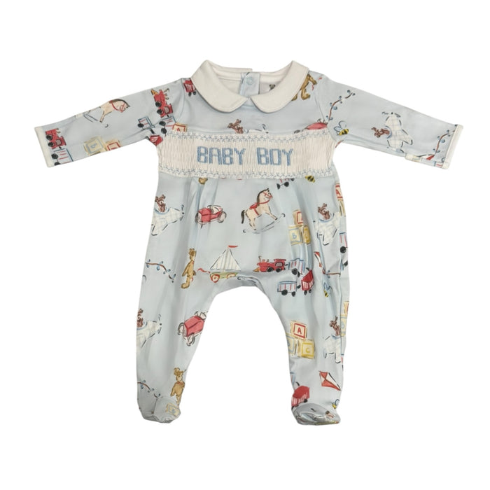 Congratulations its a BOY Handsmocked Babygrow Footie