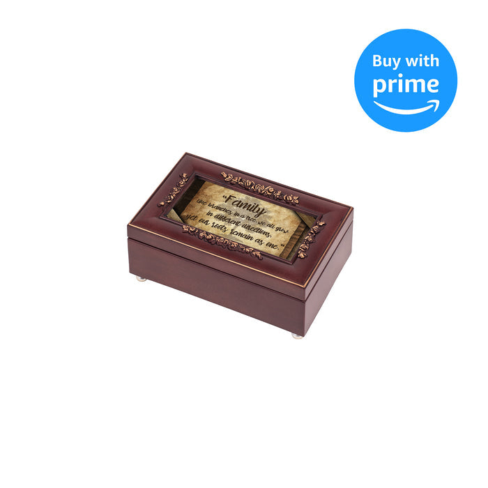 Cottage Garden Family Branches in a Tree Rose Wood Finish Jewelry Music Box Plays Canon in D