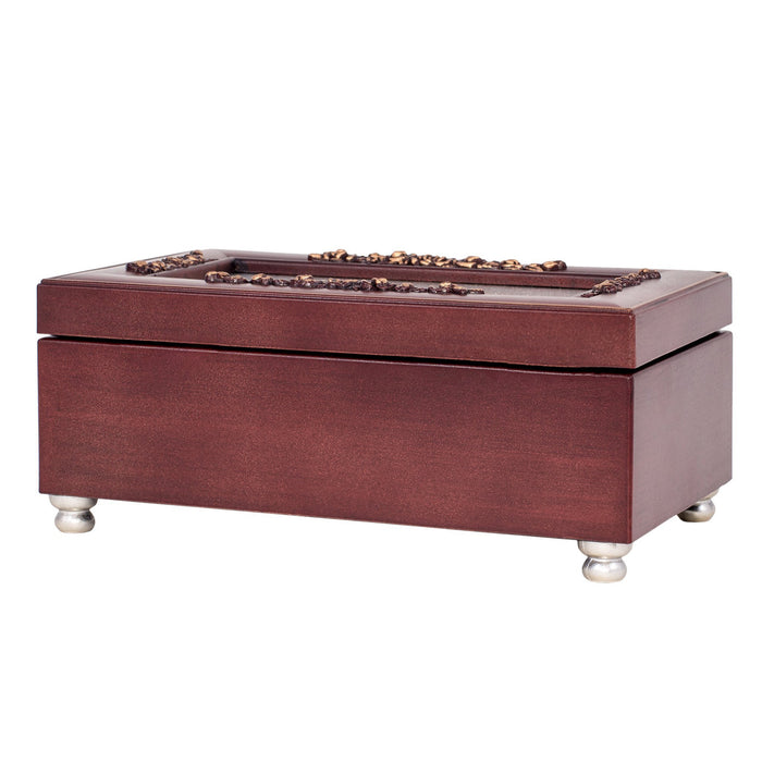 Cottage Garden Family Branches in a Tree Rose Wood Finish Jewelry Music Box Plays Canon in D