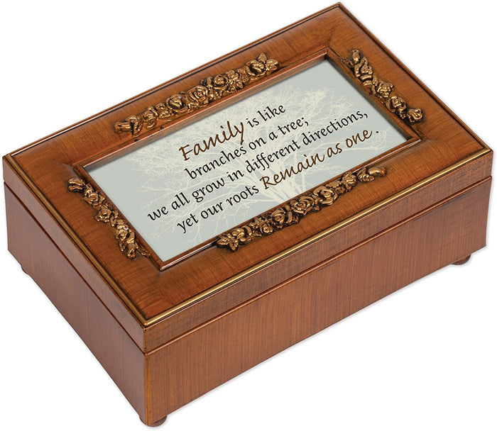 Cottage Garden Family Like Branches Grow Different Woodgrain Embossed Jewelry Music Box Plays Wonderful World