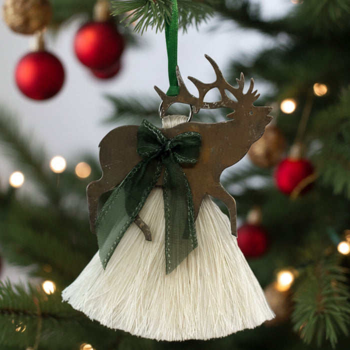 cowboy collectibles natural horse hair elk christmas ornament