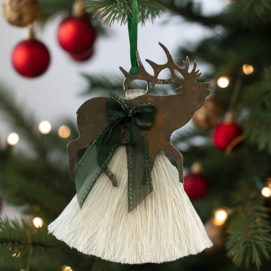 cowboy collectibles natural horse hair elk christmas ornament