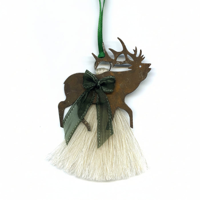 cowboy collectibles natural horse hair elk christmas ornament
