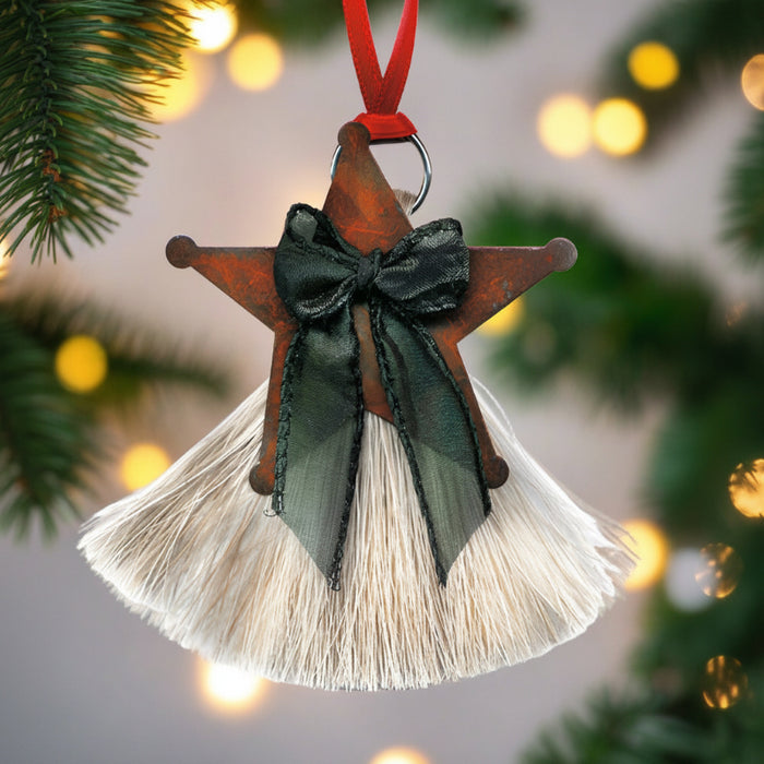 cowboy collectibles natural horse hair star christmas ornament